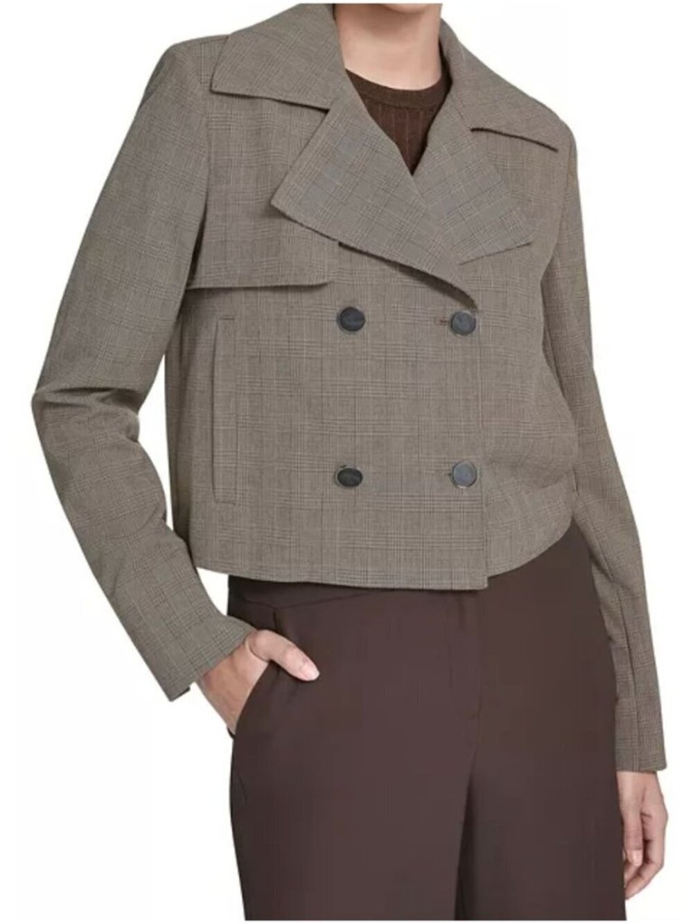 NWT Calvin Klein Petite Double Breasted Cropped Trench Jacket 4P MSRP $169